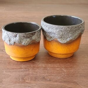 Fat Lava West German Pottery Plant Pots Vintage Mid Century EUC Gorgeous!